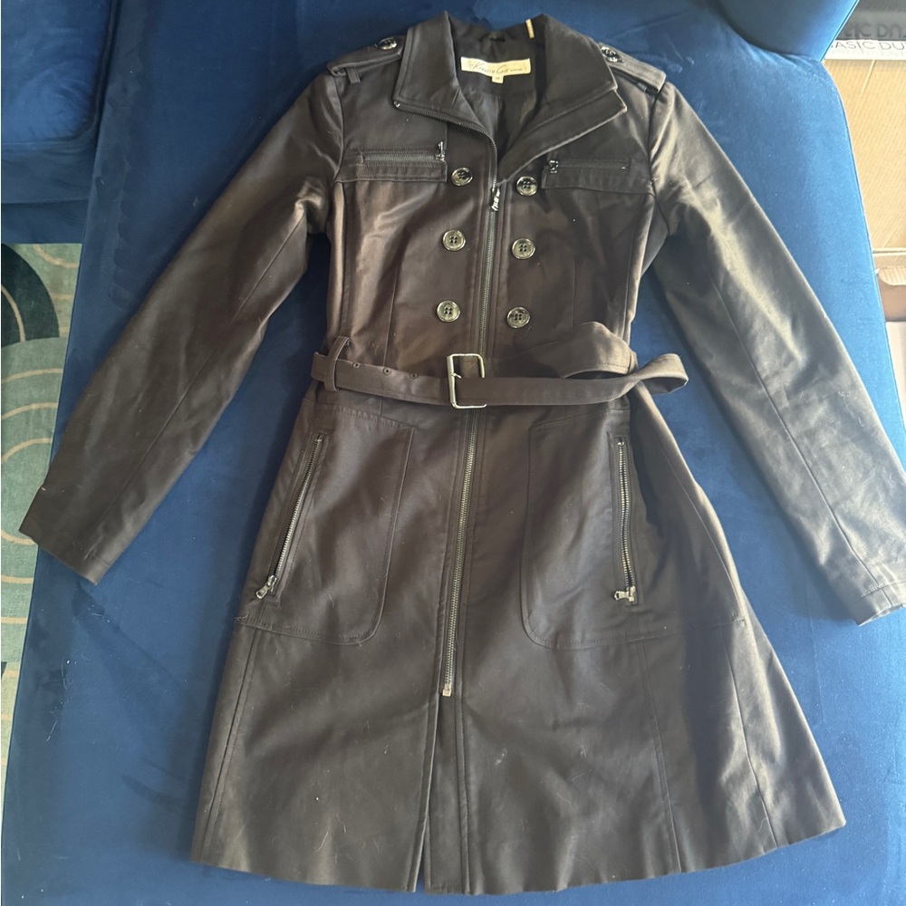 Kenneth Cole Trench Coat Long Jacket Black XS